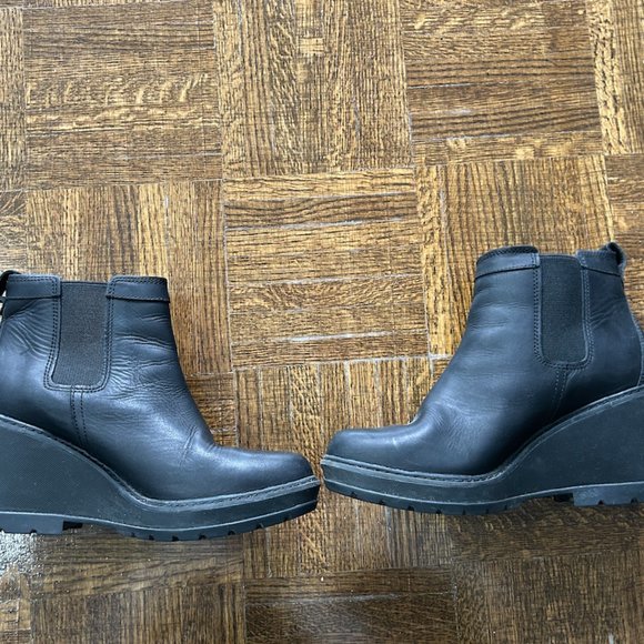 Women's timberland black ankle booties platforms 9.5 - Picture 6 of 6